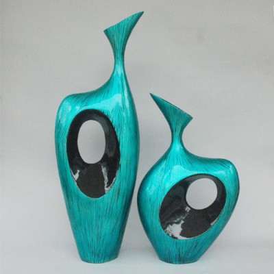 Lacquer turquoise vases, set of 2 